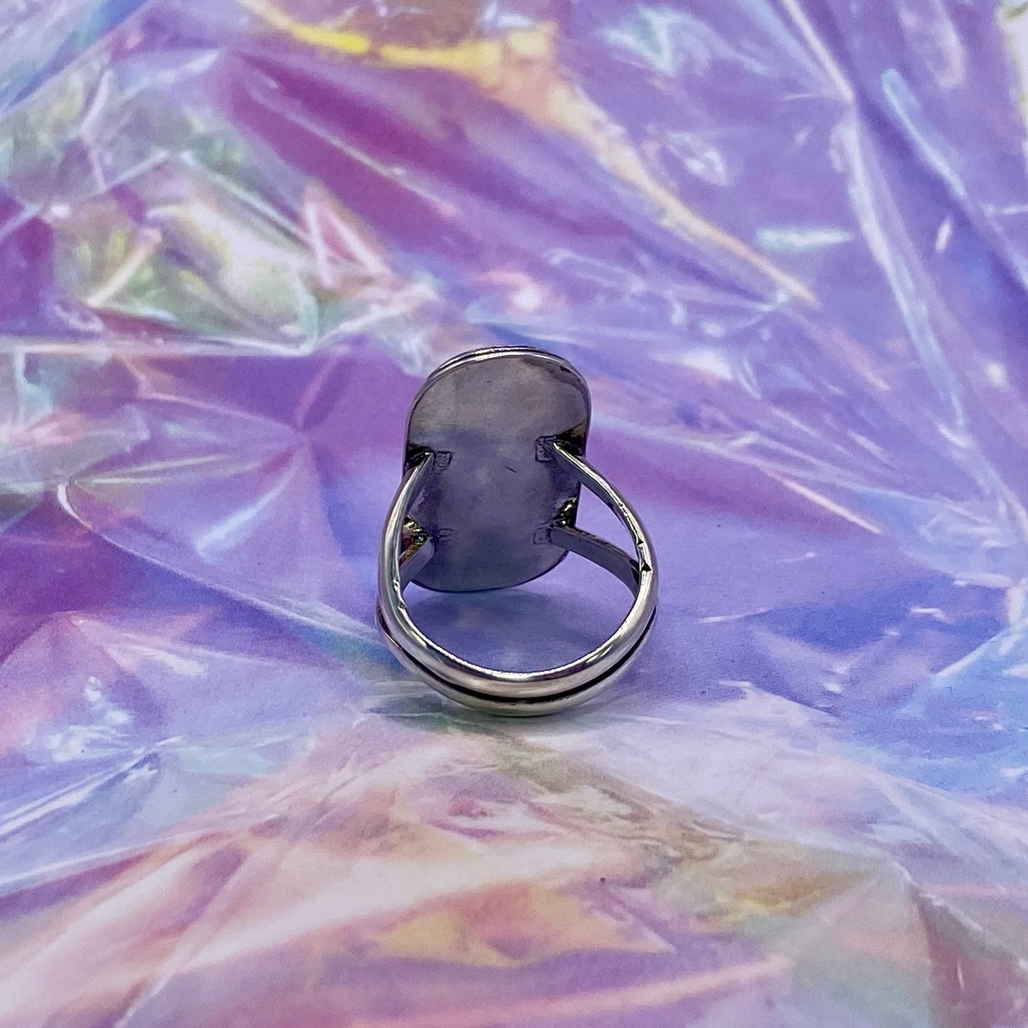 Sterling Silver Blue Star Sapphire Split Shank Ring