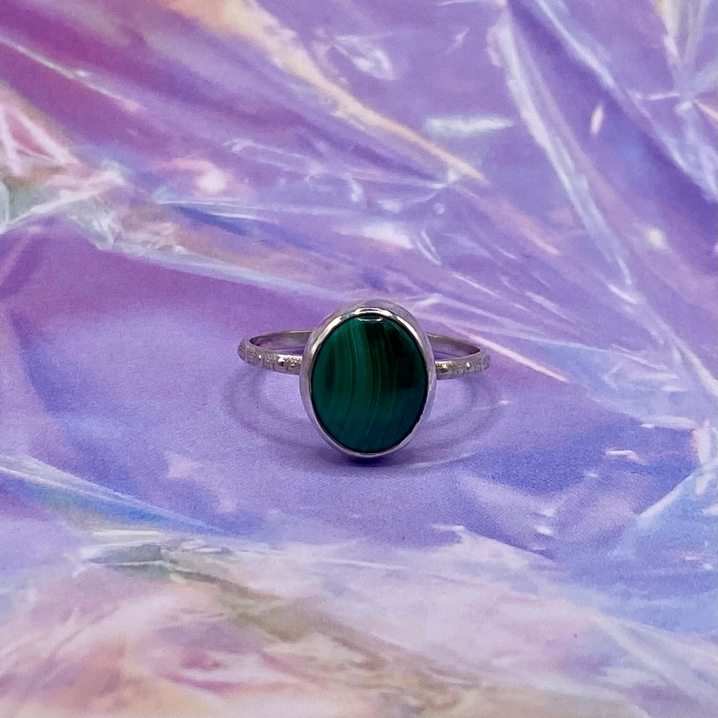 Malachite Dainty Patterned Band Ring