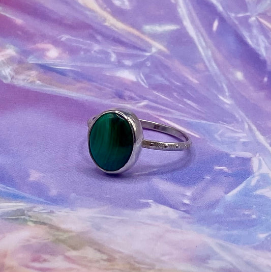 Malachite Dainty Patterned Band Ring